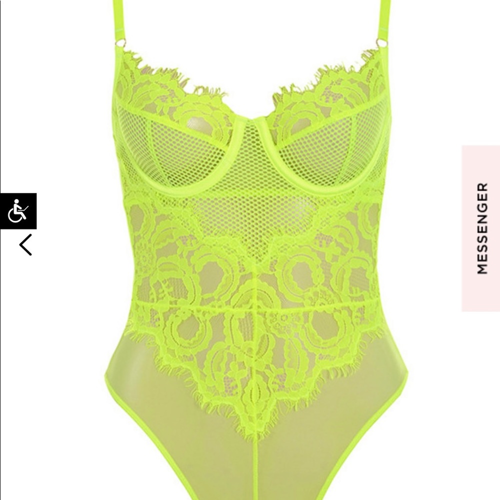 House of CB Neon Lace bodysuit NEVER WORN PANTY LINER STILL IN CRUTCH*